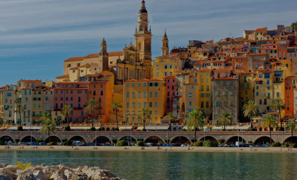 Menton and its bay on the French Riviera
